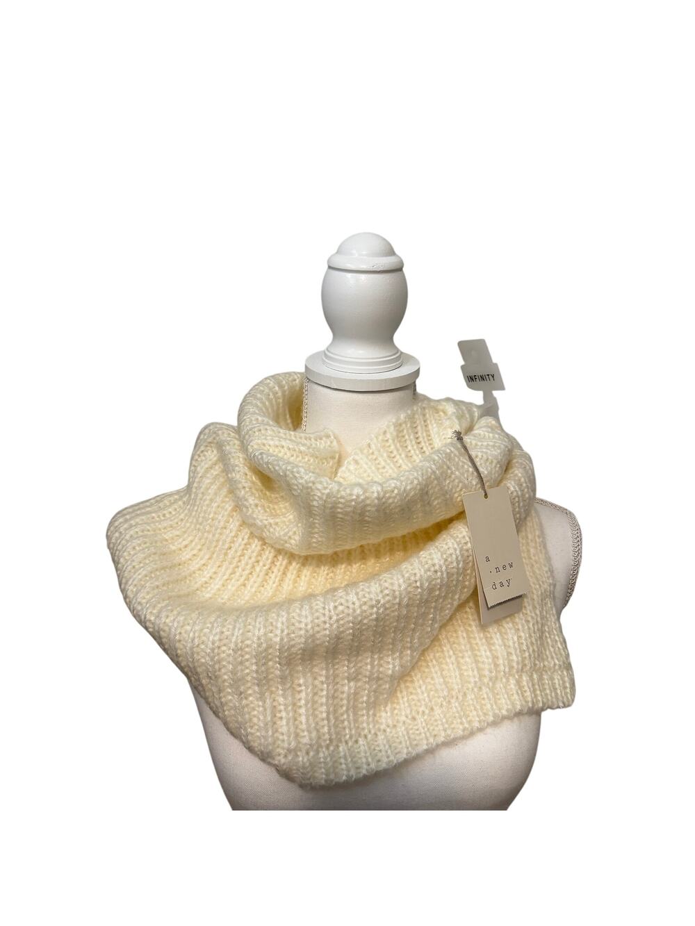A New Day Women's Ribbed Cream Infinity Scarf - NWT